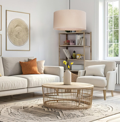 Shanti pendant lamp SHANTI black 1x40W E27 shade beige 31-38685