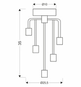 Patina Deckenleuchte + Schwarz matt 5xE14 Saga 35-01337