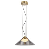 Hängeleuchte Presto 34 Glas Gold mit rauchgrauem Schirm über den Tisch GX53
