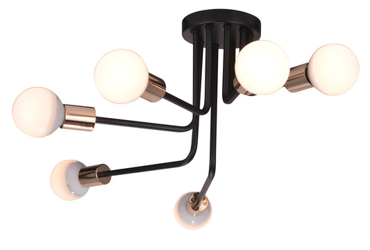 Plafoniera candelabru din oțel negru și auriu Spill Candellux 36-56542