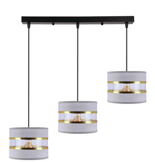 wisząca z abażurami Pandy czarna potrójna do salonu E27 Lampa