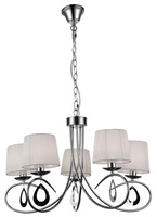 Lampă suspendată crom / abajur țesut alb 5x40W Arnika Candellux 35-21687