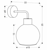 Black wall lamp 1xE27 25cm smoked lampshade LADY 21-76700