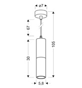 Lampa wisząca tuba czarna złota GU10 metalowa