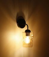 Wall lamp black with amber glass shade Felis 21-00163