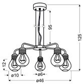 Lampe suspendue abat-jour en fil chromé 5x60W réglable 35-58669
