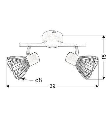 Wandlampenleiste 2xE14 39cm schwarz FLY 92-61898