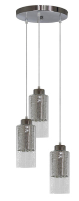 Silberne Deckenpendelleuchte mit Glasschirmen 3x60W Libano Candellux 33-51691
