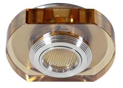 Plafonnier Candellux Ss-34 Al/Am 3W Led Cob 230V Cadre de plafond. Verre ambré massif arrondi