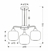 CAMPANA lampa wisząca czarny 3x60W E27 klosz bursztynowy