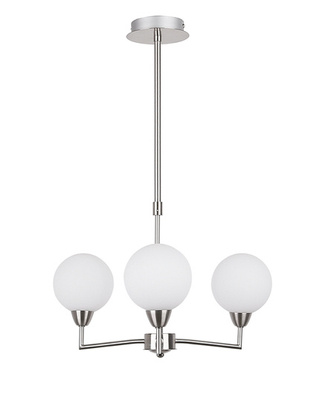 Lampa wisząca Logos potrójna z białymi szklanymi kloszami nad stół G9