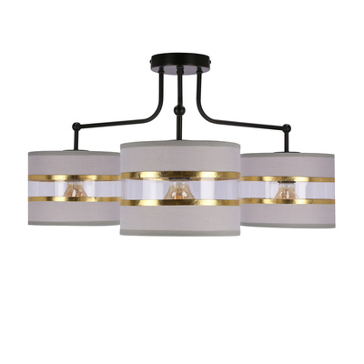 Ceiling lamp black 3xE27 white + gold lampshade Andy 33-00514
