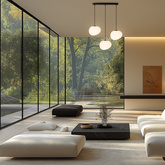 Pendant lamp STONES Japandi style elongated with 20 cm stone shape acrylic shades minimalist lamp over table 3x E27