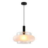Pendant lamp Brizi glass black with smoked shade for dining room over table