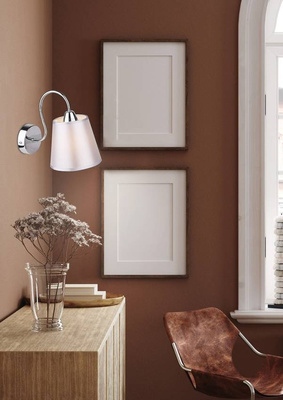 Runde Wandleuchte aus Chrom mit grauem Stoffschirm Luk Candellux 21-70739