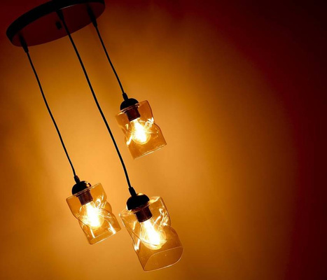 Hanging lamp black/amber plate 3xE27 Felis 33-00217