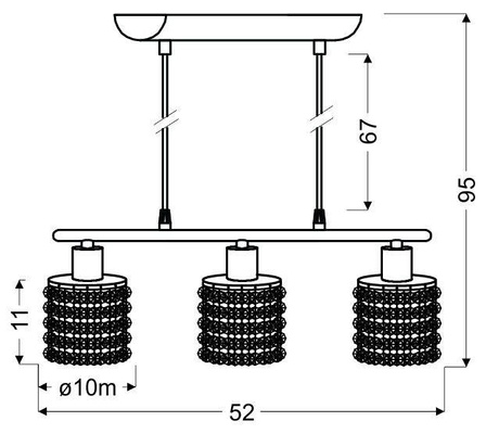 Suspensie cromată cu cristale alb-negru 3x40W Royal Candellux 33-35885
