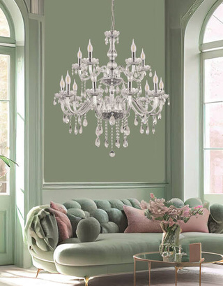 Gold chandelier with crystals 15xE14 Maria Teresa 30-95810