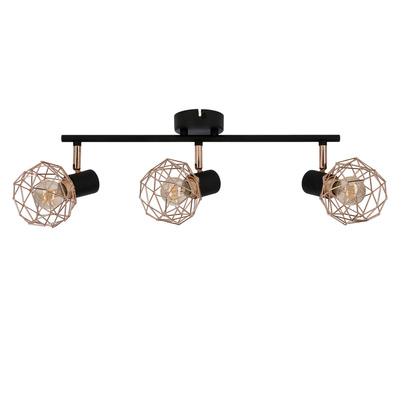 Lampa de perete cu banda tripla abajur negru cupru Acrobat 93-22219