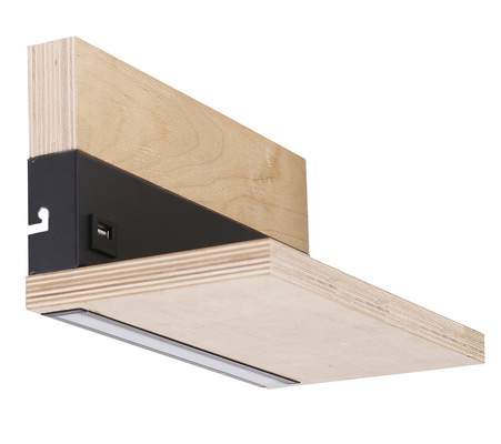 Anet lamp wooden + black wall lamp with a shelf 4000k