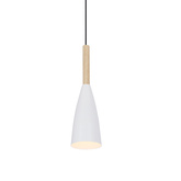 Hanging lamp white + wood Trosa Ledea 50101265