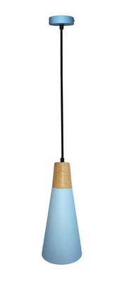 Lampa wisząca niebieska metalowa + drewno Faro Ledea 50101258