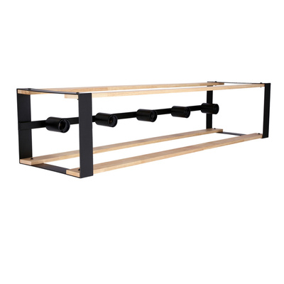 Suspension métal noir + bois 5x40W E27 Varna 35-79282