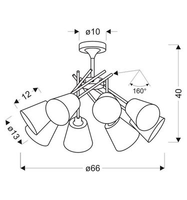 Adjustable chrome ceiling lamp 8 Vox 38-70647
