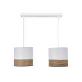 Bianco suspension blanc 2x40w e27 blanc + abat-jour en noyer