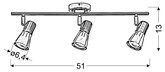 Gold ceiling lamp 3xE14 Arena 93-94769 51cm