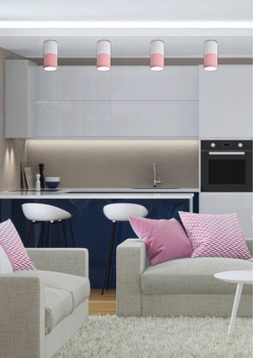 Plafoniera alb si roz 1xGU10 Tub Candellux 2273662