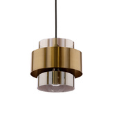 Suspension Spiega noir+laiton 1x60w e27 abat-jour fumé