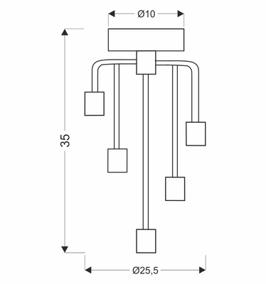 Lampa sufitowa patynowa + czarny mat 5xE14 Saga 35-01337