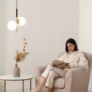 Hanging lamp black matt/gold 2xE14 Duo 32-01269