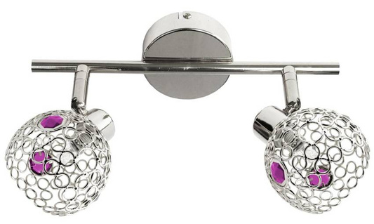 Applique/plafonnier chrome+violet Aron 92-12173
