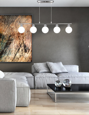 Suspension boule chrome abat-jour 5xG9 Oden 35-03270