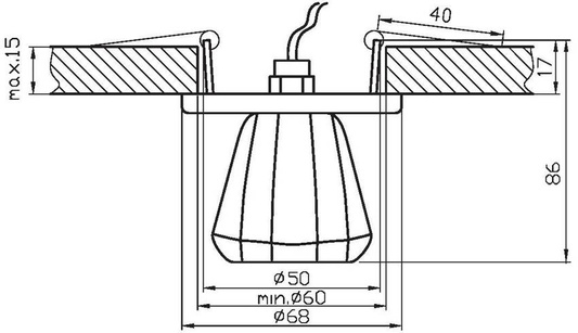 Deckenleuchte Candellux SK-32 CH G4 Chromabdeckung Decke. Fester Kristall-Trichter, 20 W, G4