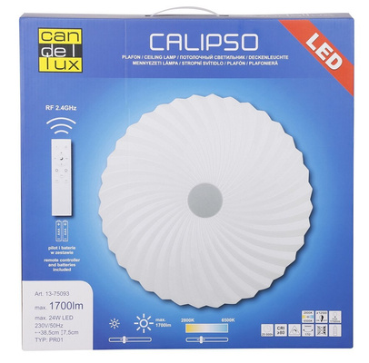 Plafoniera LED albă 38.5cm luminozitate culoare variabilă + telecomandă Calipso 13-75093