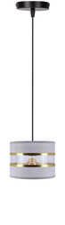 Lampa wisząca z abażurem Pandy czarna szary złoty do salonu E27