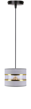 Lampa wisząca z abażurem Pandy czarna szary złoty do salonu E27