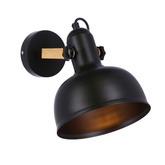 Wall lamp black / wooden adjustable lamp E27 40W Reno 21-76748