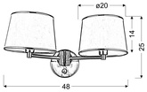 Applique 2xE14 48cm IBIS 22-01309 PATINE