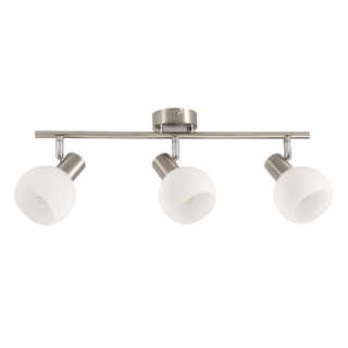 NOVO lampa sufitowa listwa satyna nikiel 3x40W E14 klosz biały