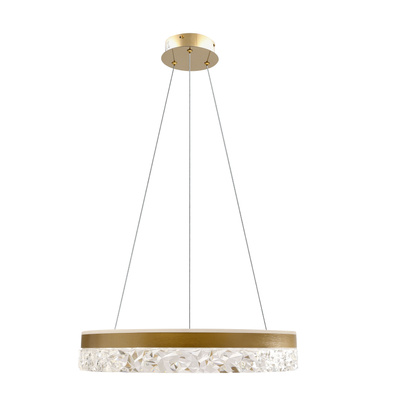 Hanging lamp FROZI in glamour style gold shade with crystals elegant and modern LED living room lighting
