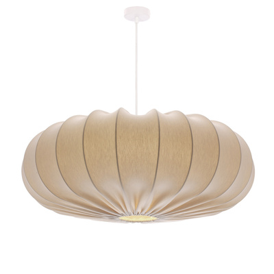 Hanging lamp CAFEE Scandinavian with beige frappe shade 66 cm modern ceiling lighting for living room and dining room E27