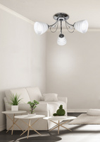 Plafoniera cromată 3x40W abajur alb cu cristale Simpli Candellux 33-63847