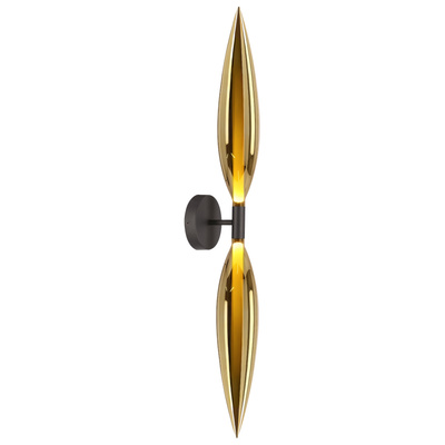 Nordic wall light black with golden glass shades 2xG9