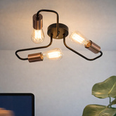 Ceiling lamp black metal frame 3xE27 Herpe E27 33-66916