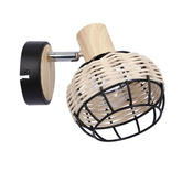 Tajga lampe noir + applique bois 1x40w e14 noir + abat-jour bois