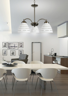 Lampă suspendată din satin 3x60W cu abajururi de sticlă Uli Candellux 33-66152